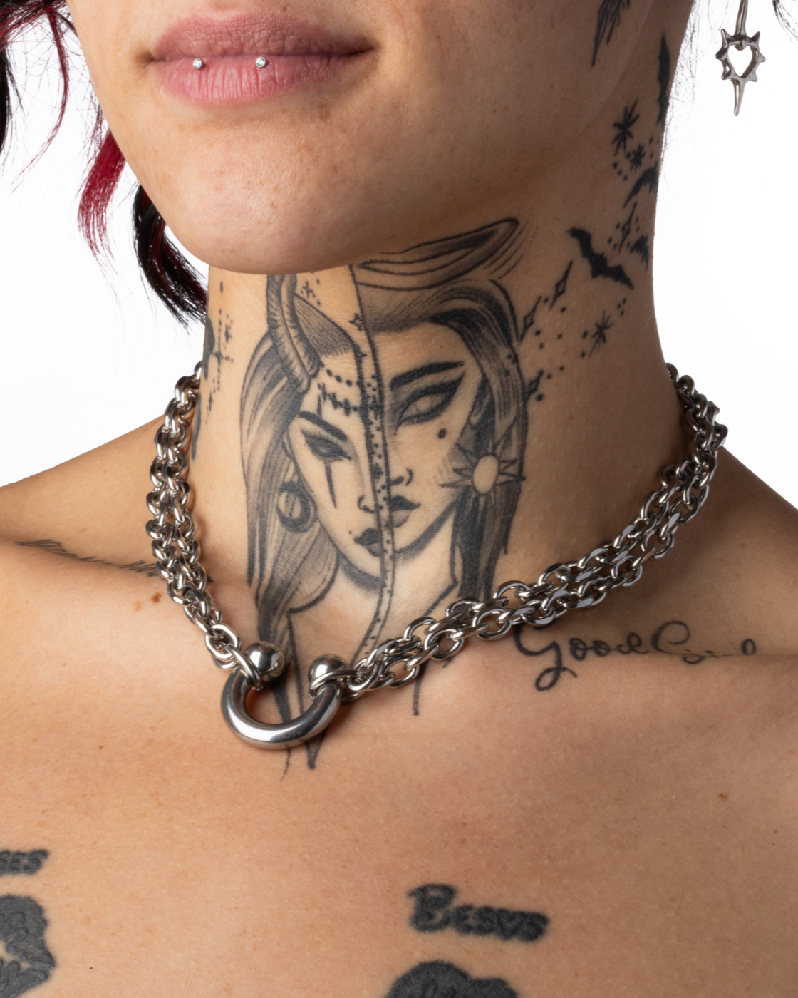 Horseshoe Barbell Chain Necklace - Stainless Steel