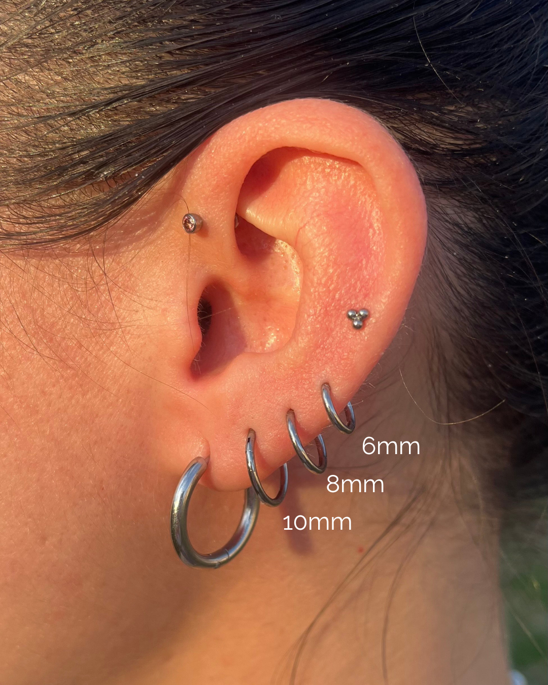 Set of 3 ASTM F-136 Implant Grade Titanium Hinged Segment Clicker Rings