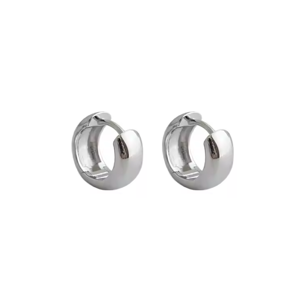 6mm Thick Hoop Earrings - Pair - 925 Sterling Silver