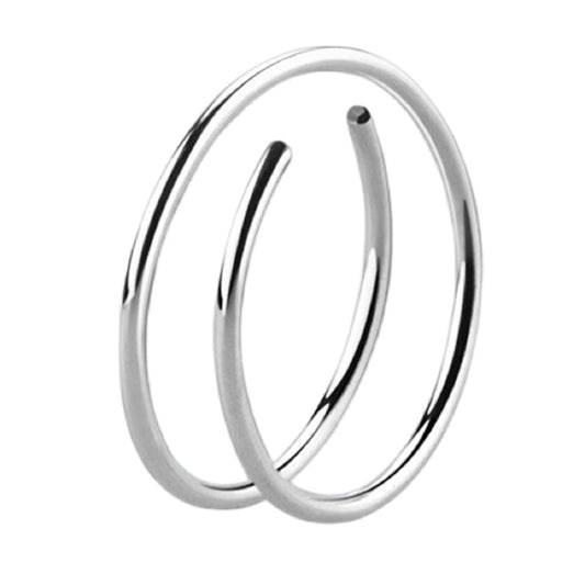 Spiral Double Hoop for Single Piercing Nose Ring - Sterling Silver