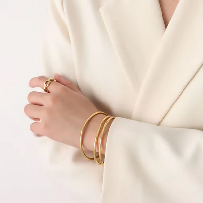 Polished Thin Bangle Bracelet - Stainless Steel