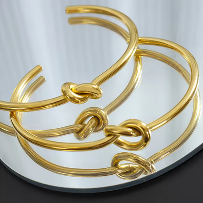 Knot Cuff Bracelet - 18K Gold Plated Stainless Steel