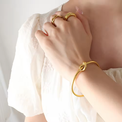 Knot Cuff Bracelet - 18K Gold Plated Stainless Steel