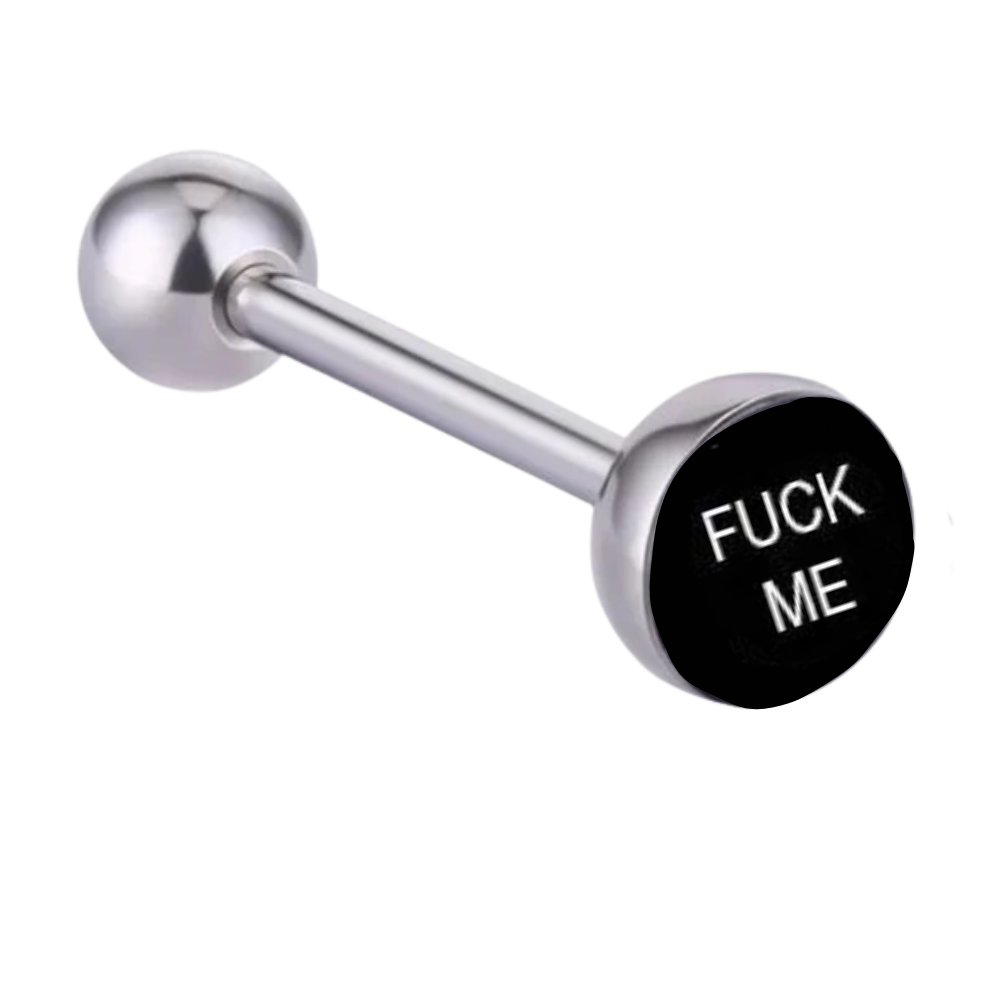 Naughty Word Tongue Barbell - 316L Stainless Steel