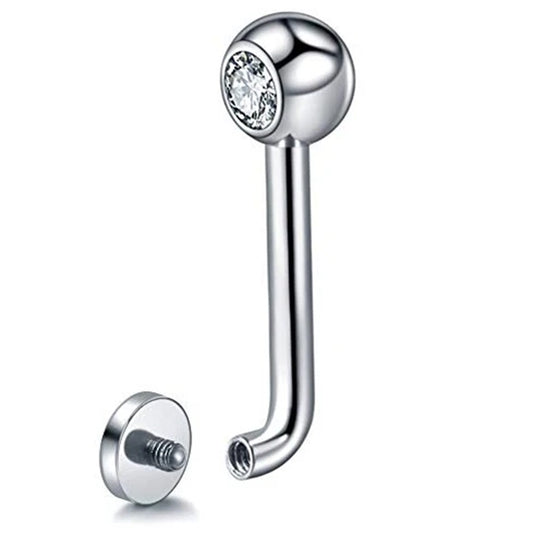 Internally Threaded CZ Crystal VCH Piercing Barbell - 316L Stainless Steel