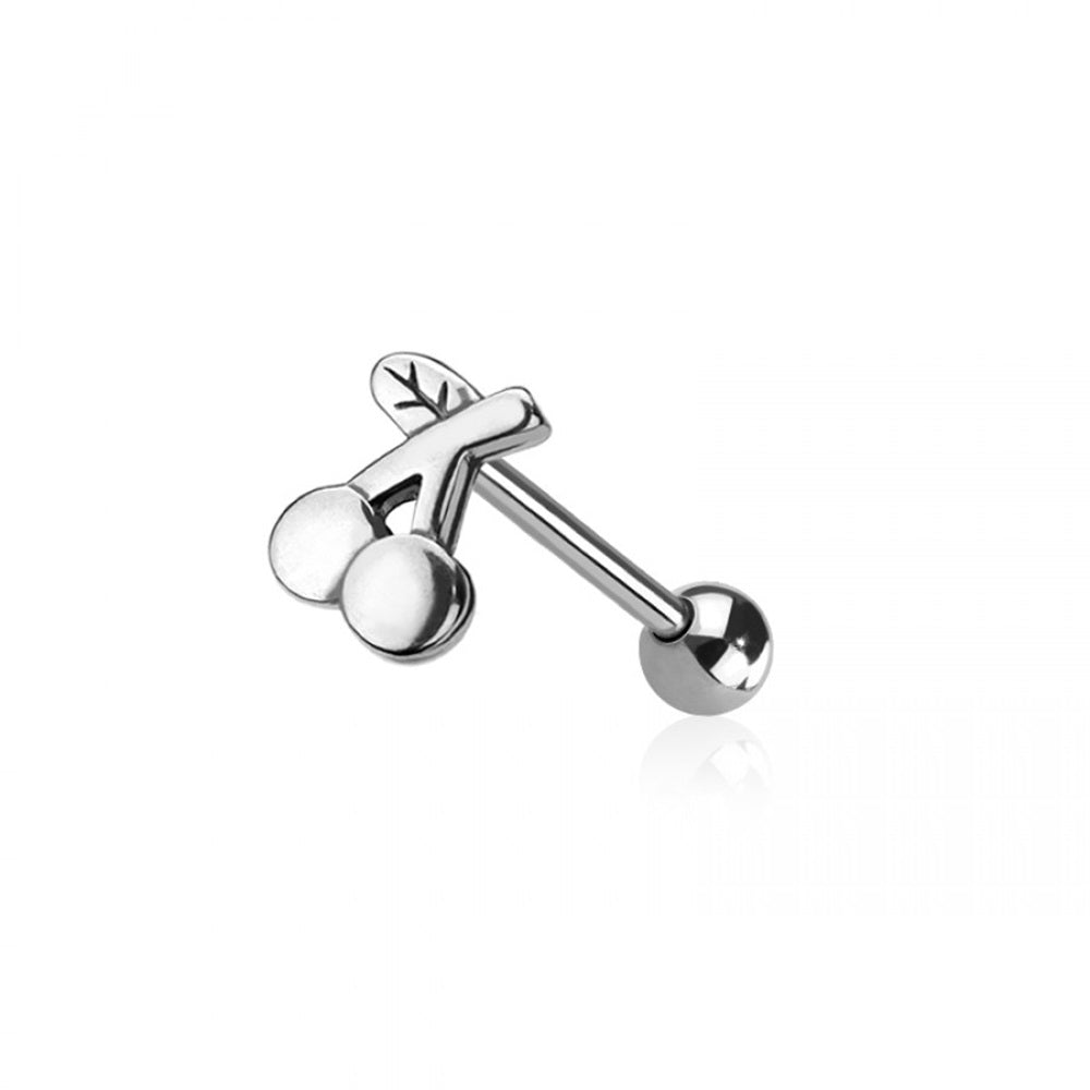 Cherry Tongue Barbell - 316L Stainless Steel