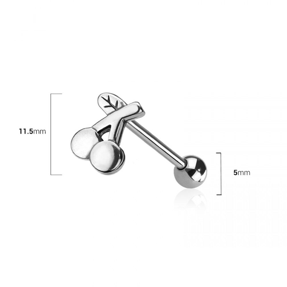 Cherry Tongue Barbell - 316L Stainless Steel