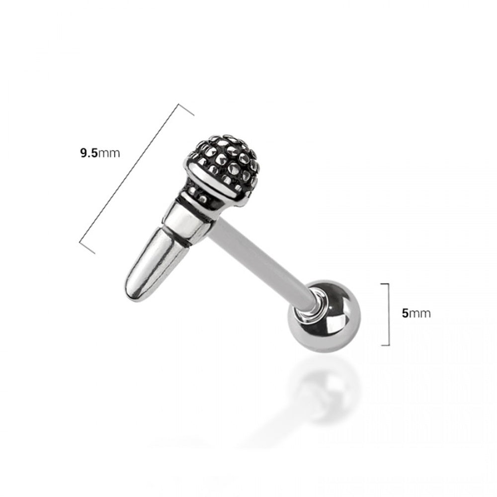 Microphone Tongue Barbell - 316L Stainless Steel