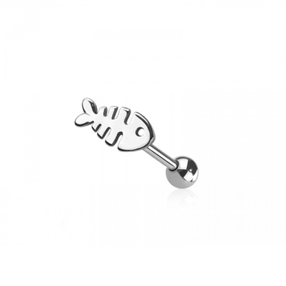 Fishbone Tongue Barbell - 316L Stainless Steel
