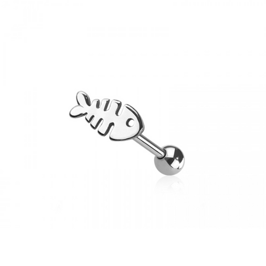 Fishbone Tongue Barbell - 316L Stainless Steel