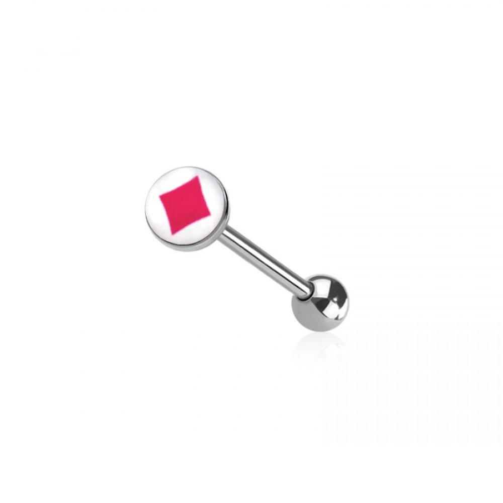 Card Suit Tongue Barbell - 316L Stainless Steel