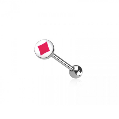 Card Suit Tongue Barbell - 316L Stainless Steel
