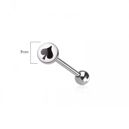 Card Suit Tongue Barbell - 316L Stainless Steel