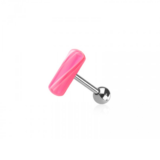 Acrylic Pill Shaped Tongue Barbell - 316L Stainless Steel