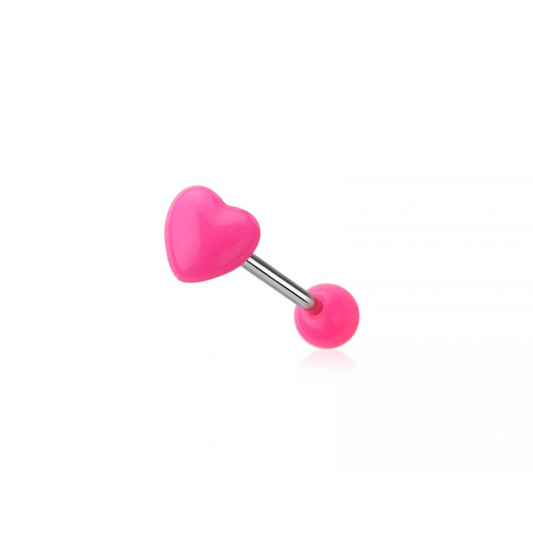 Acrylic Heart Tongue Barbell - 316L Stainless Steel
