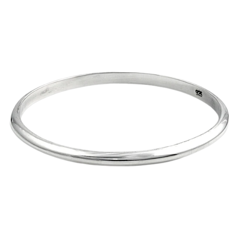 4mm Thick Polished Bangle Bracelet - Sterling Silver