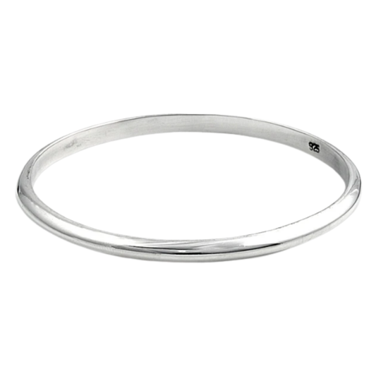 4mm Thick Polished Bangle Bracelet - Sterling Silver