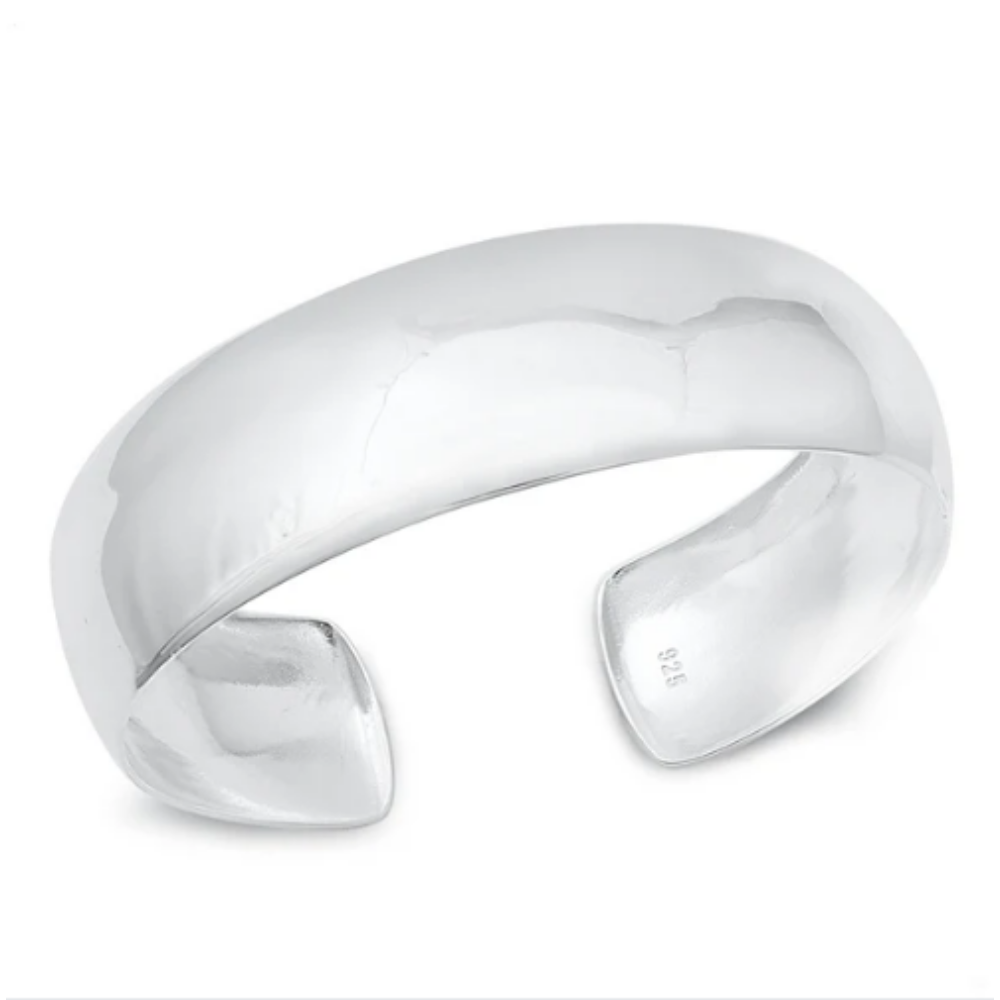 Polished Rounded Cuff Bracelet - 925 Sterling Silver