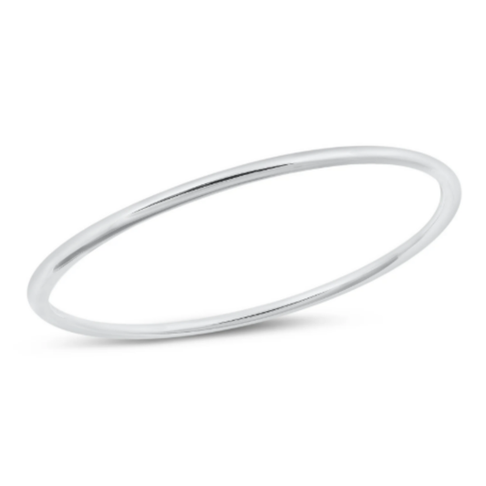 50mm Diameter Polished Bangle Bracelet For Small Wrists - 925 Sterling Silver