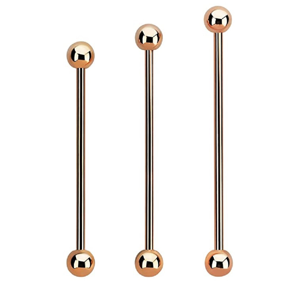 Industrial Barbell - Rose Gold PVD Plated Surgical Steel