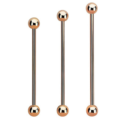 Industrial Barbell - Rose Gold PVD Plated Surgical Steel