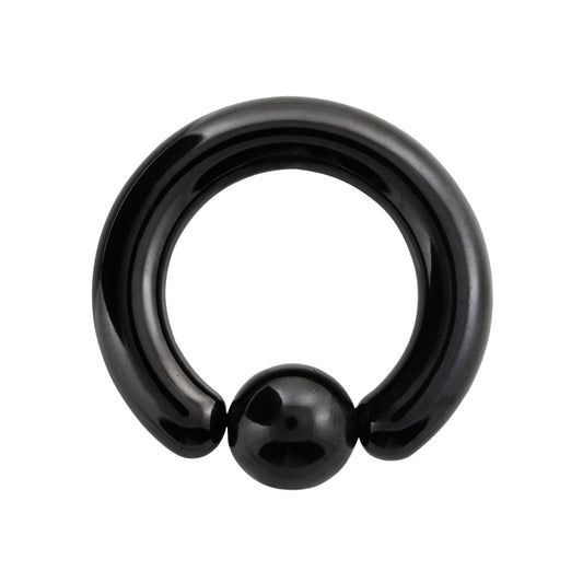 Black Captive Bead Ring for Stretched Piercings - PVD Plated Stainless Steel