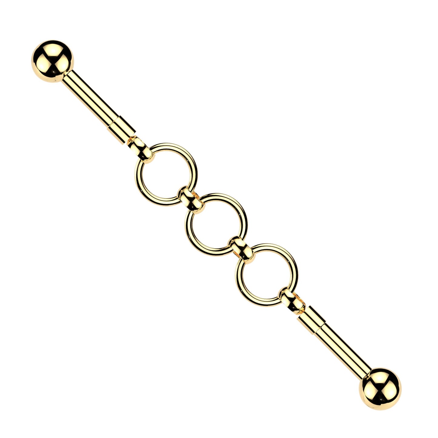 Triple Connecting Hoops Industrial Barbell - 316L Stainless Steel