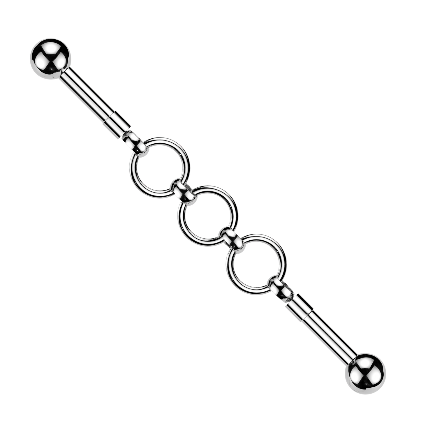 Triple Connecting Hoops Industrial Barbell - 316L Stainless Steel