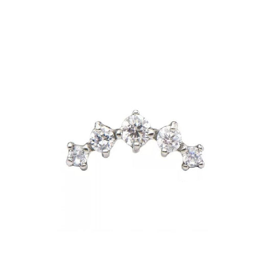 Curved Prong-Set CZ Crystal Cartilage Stud Earring - Stainless Steel