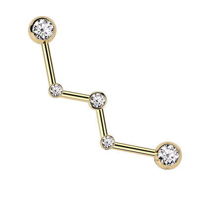 CZ Crystal Zig Zag Industrial Barbell - 316L Stainless Steel