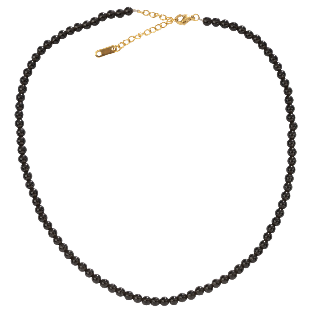Black Obsidian Natural Stone Bead Necklace
