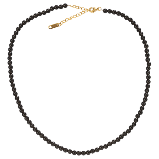 Black Obsidian Natural Stone Bead Necklace