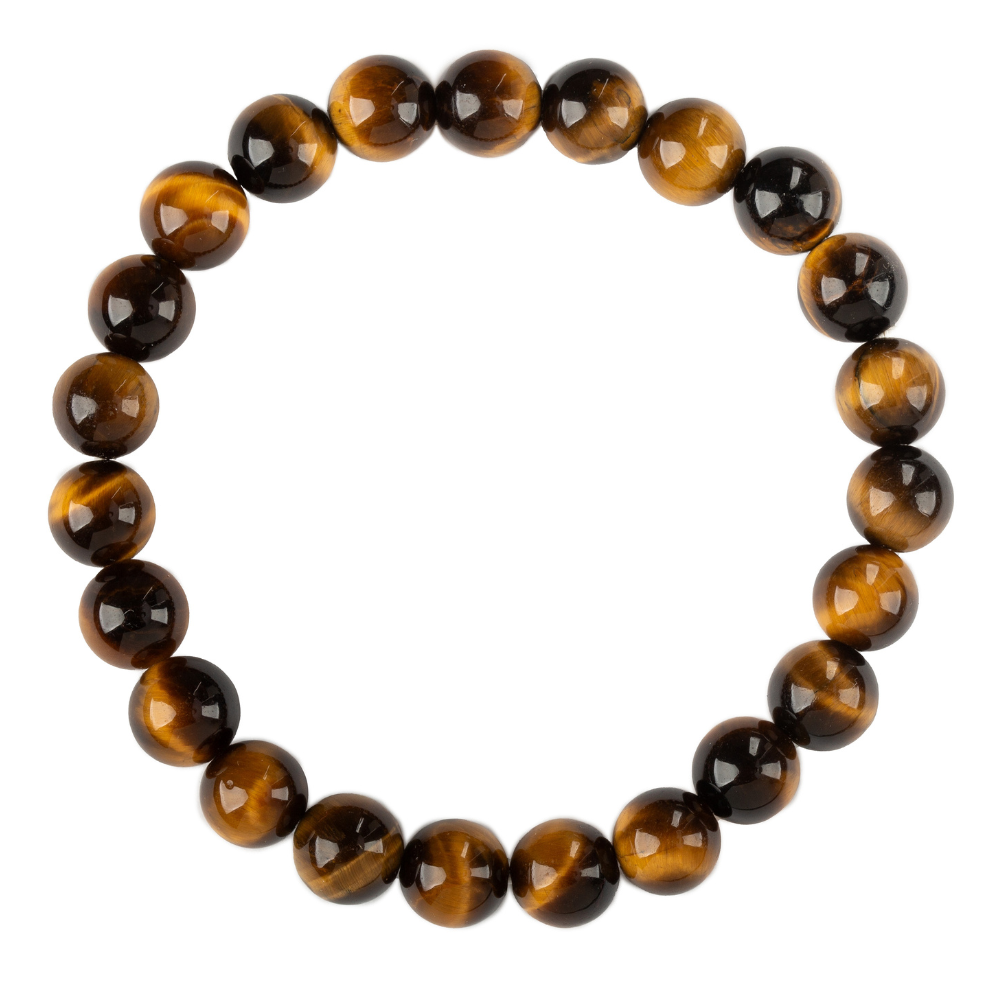 Brown Tiger Eye Natural Stone Bead Stretch Bracelet