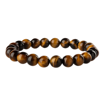 Brown Tiger Eye Natural Stone Bead Stretch Bracelet