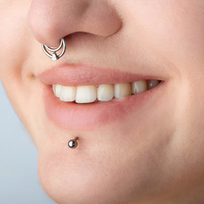 Double Hoop with CZ Crystal Teardrop Center Hinged Segment Ring - F136 Implant Grade Titanium