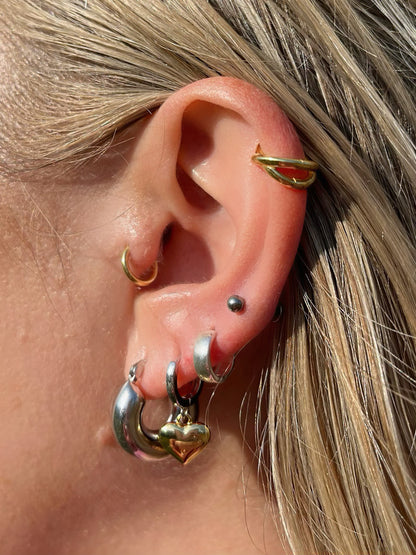 Small Polished Huggie Hoop Earrings - Pair - 925 Sterling Silver