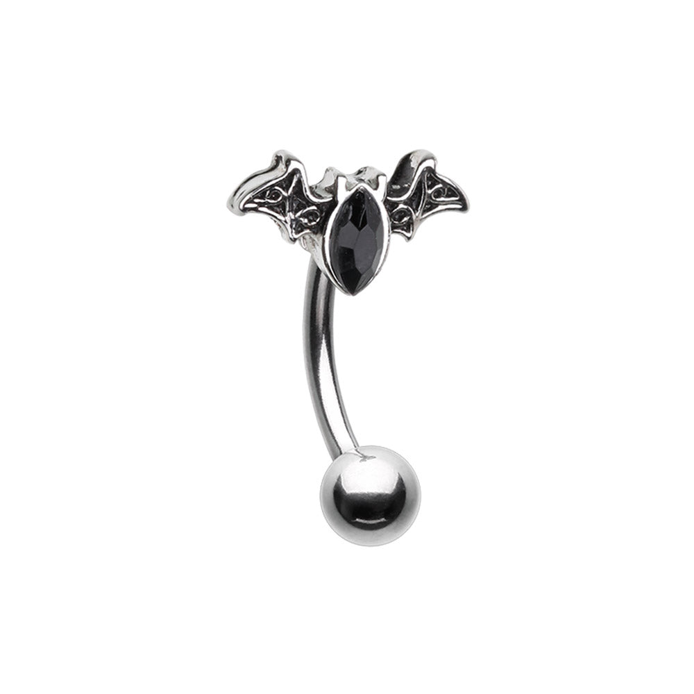 Bat Outta Hell Curved Barbell Eyebrow Ring - 316L Stainless Steel