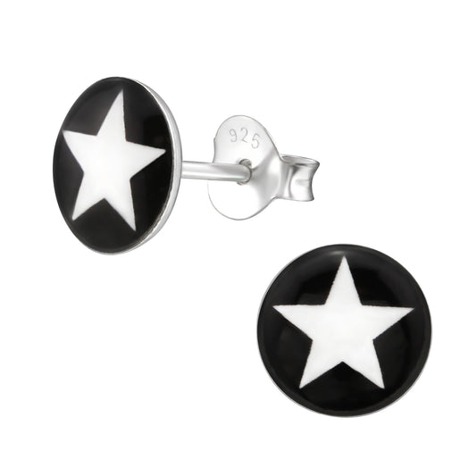 White Star Stud Earrings - Pair - 925 Sterling Silver