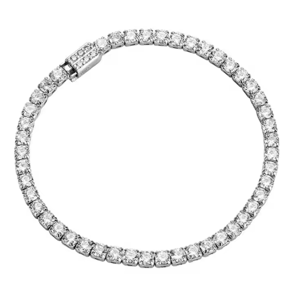 3mm Zircon Crystal Tennis Bracelet - 925 Sterling Silver