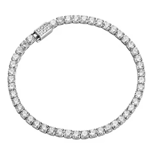 3mm Zircon Crystal Tennis Bracelet - 925 Sterling Silver