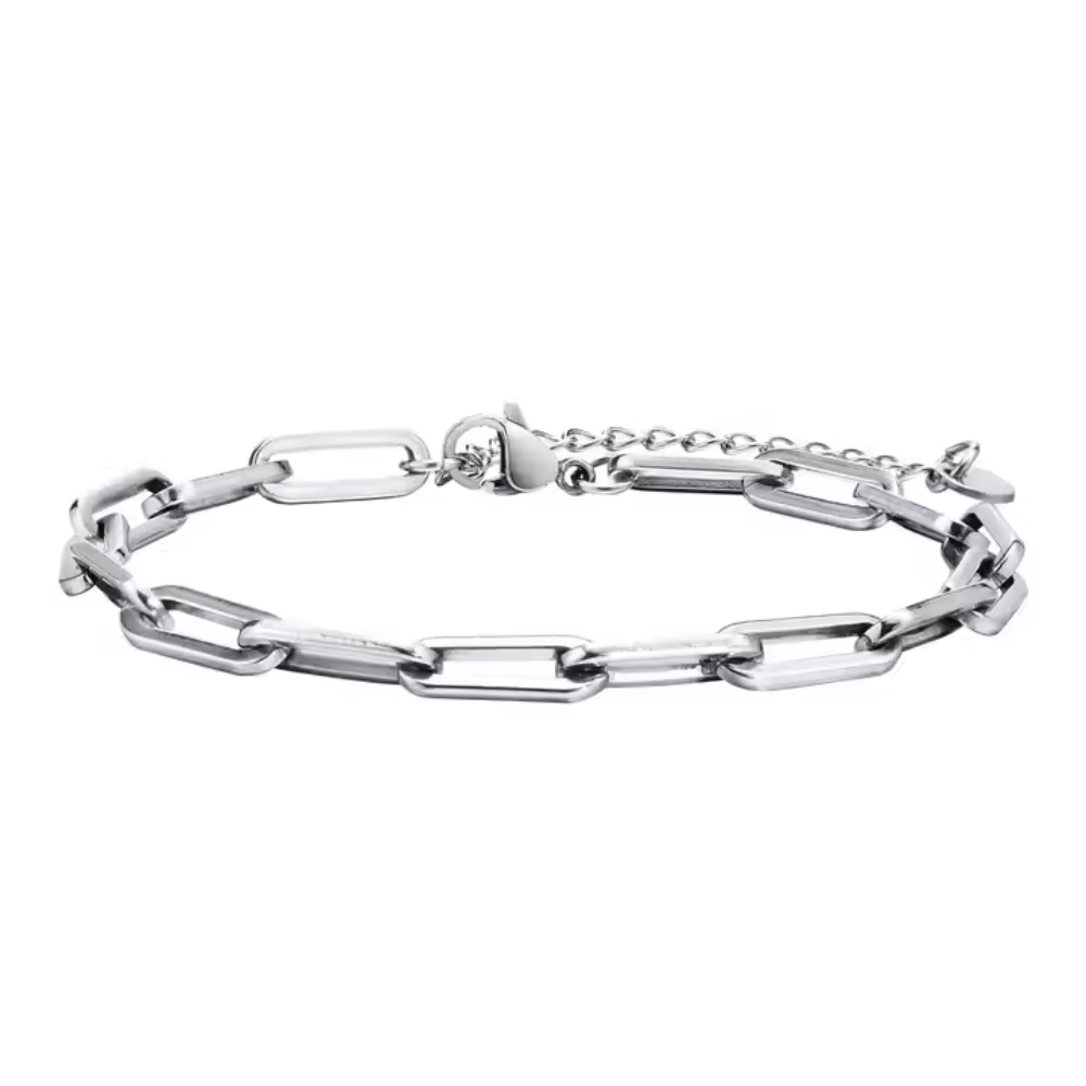 Paper Clip Chain Link Bracelet - Stainless Steel