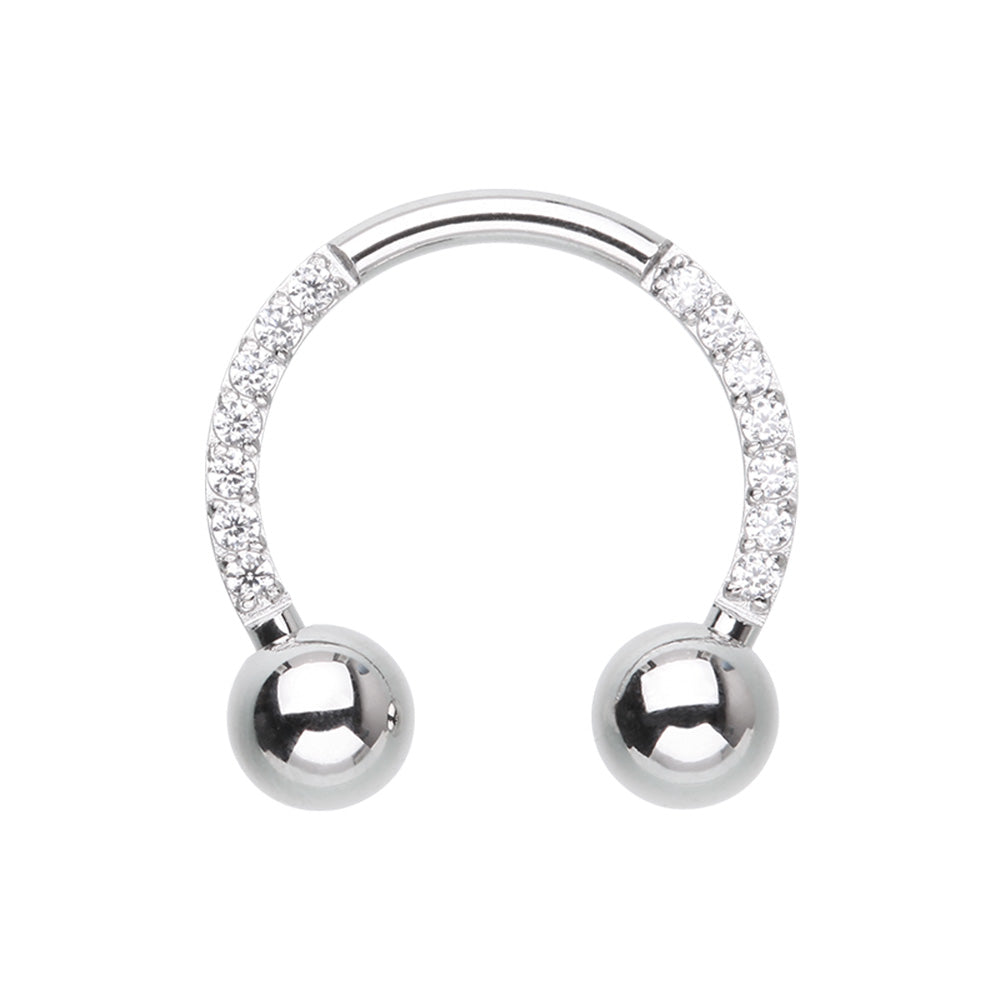 CZ Crystal Lined Front Facing Circular Horseshoe Barbell - 316L Stainless Steel