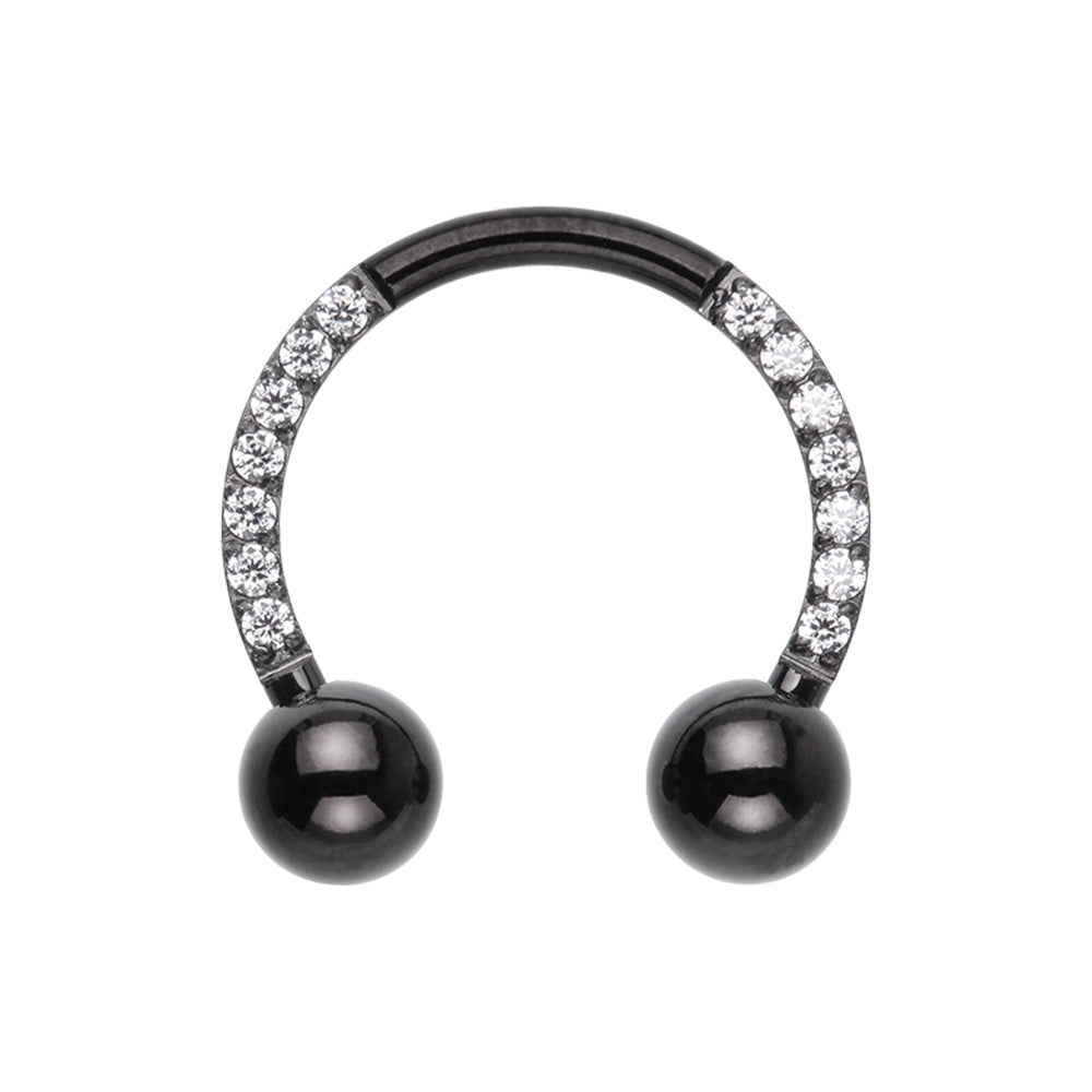 CZ Crystal Lined Front Facing Circular Horseshoe Barbell - 316L Stainless Steel