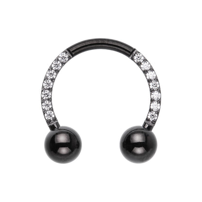 CZ Crystal Lined Front Facing Circular Horseshoe Barbell - 316L Stainless Steel