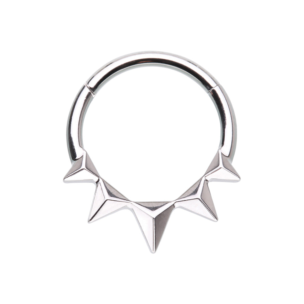 Spike Lined Hinged Segment Ring - Stainless Steel