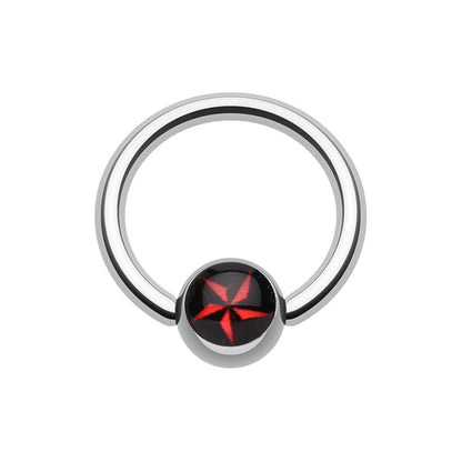 Nautical Star Ball Captive Bead Ring - Stainless Steel