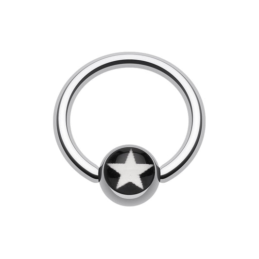 White Star Center Ball Captive Bead Ring - Stainless Steel