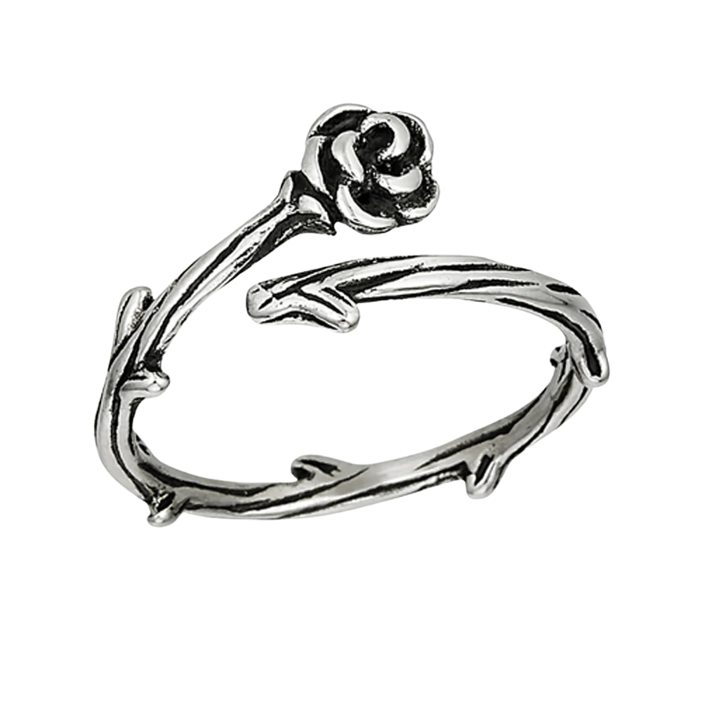 Rose and Thorn Wrap Ring - Stainless Steel