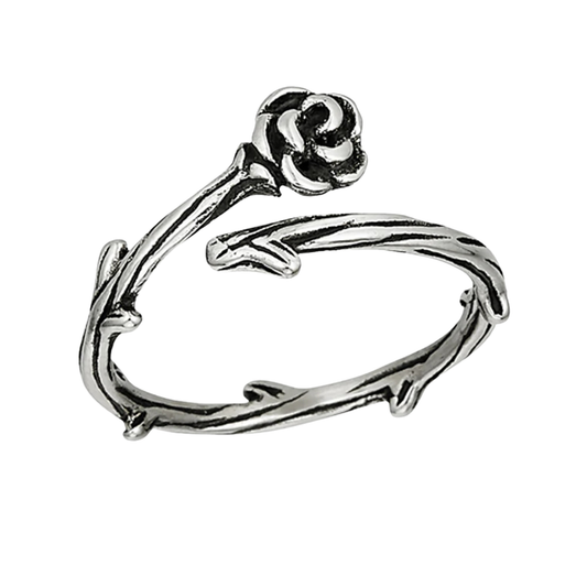 Rose and Thorn Wrap Ring - Stainless Steel
