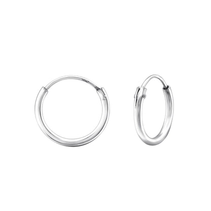 12mm Hoop Earrings - Pair - 925 Sterling Silver